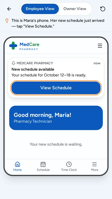 MedCare Pharmacy — Employee Scheduling & Time Clock
